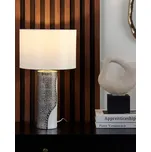 Stolní lampa stříbrná keramická základna bílé stínidlo z nepravého hedvábí světlo na noční stolek moderní styl ložnice Beliani