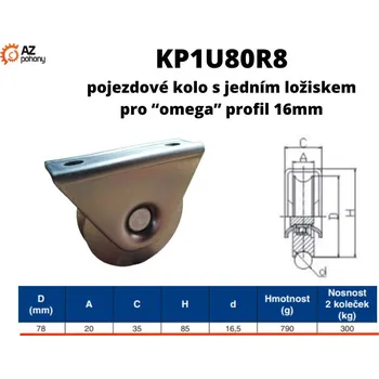 Pojezdové kolečko KP1U80R8 - pojezdové kolo s jedním ložiskem pro omega profil 16 mm