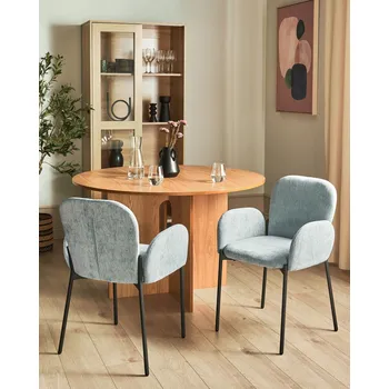 Jídelní židle Sada 2 jídelních židlí mátově zelená látkové čalounění černé nohy područky retro styl nábytek do jídelny Beliani