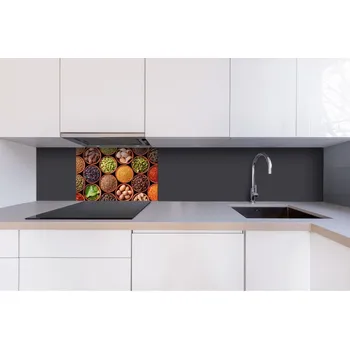 Obklad DIMEX | Dibond za kuchyňskou linku DBW-06040-075 | 60 x 40 cm | Misky s kořením + Dibond deska za kuchyňskou linku DIMEX v rozměru 60 x 40 cm, motiv Misky s kořením