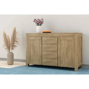 Komoda Buková komoda VALERIA K19 z masivu Barevné provedení: Mahagon, Dvířka: Dvířka - mléčné sklo, Horní deska: Varianta B