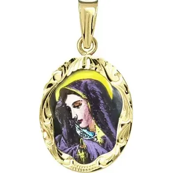 Přívěsek Aljančič Panna Maria Bolestná gravírovaný medailon 193R zlato