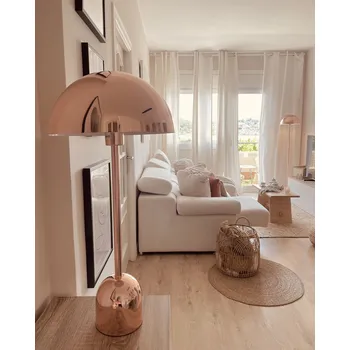 Lampička Měděná stolní lampa, kov, půlkruhové stínidlo, vysoký lesk Beliani