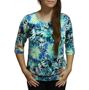 Dámská halenka Halenka UOMO & DONNA zeleno-modrá do lemu Velikosti Uomo a Donna: 46