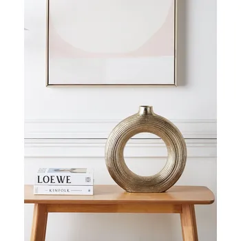 Váza Dekorativní váza zlatá kovová hliníková 40 cm bytový doplněk moderní glamour design Beliani