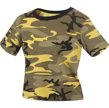 Dámské tričko ROTHCO Triko dámské krátké CROP Stinger Yellow Camo XXL URBAN CAMO YELLOW