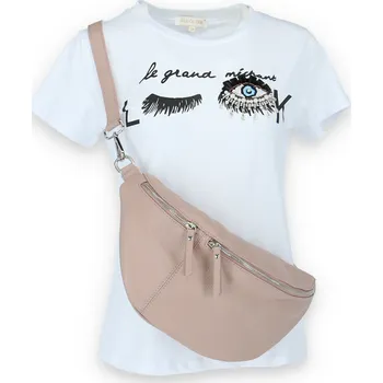 Kabelka Kabelka ledvinka střední 916 kůže barva: růžová-pudrová