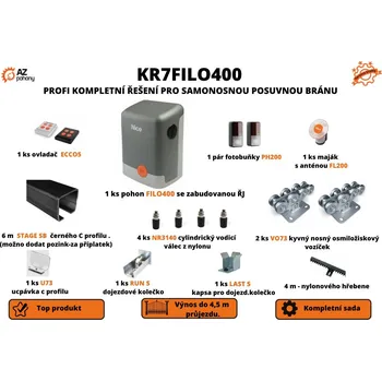 KR7FILO400 - kompletní řešení pro samonosnou posuvnou bránu