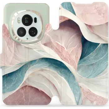 Pouzdro na mobilní telefon Flipové pouzdro Mobiwear - Honor Magic6 Pro - VP33S Růžový a zelenkavý mramor (Knížkové flip pouzdro, obal, kryt na mobil Honor Magic6 Pro - VP33S Růžový a zelenkavý mramor, materiál Umělá kůže + TPU - ochrana 360°, stojánek, silikonová vanička, magnetick