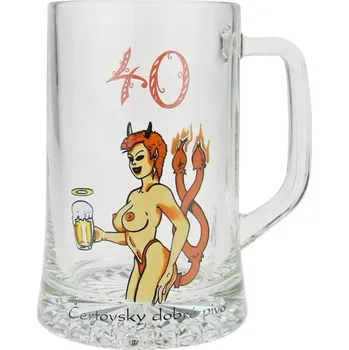 Sklenice Půllitr "40 Čertovsky dobré pivo" (Dárek k 40. narozeninám, krýgl s číslem)