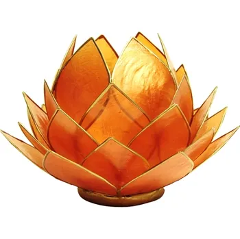 Svícen Himalife Lotosový svícen - oranžovo-zlatý - velký