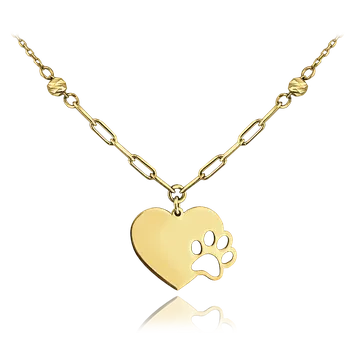 Náhrdelník 2859 MINET Zlatý náhrdelník srdce s tlapkou Au 585/1000 1,75g Velikost: 45