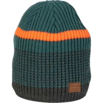 Čepice Zimní pletená čepice Finmark WINTER HAT OS Tmavě zelená, Tmavě šedá, Oranžová