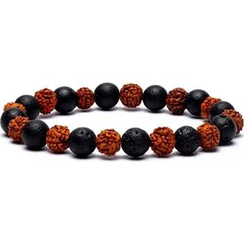 Náramek Himalife Energetický náramek lávový kámen a rudraksha