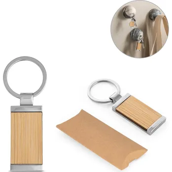 STRICKER Obdélníková bambusová klíčenka HOMER SQUARE Barva: naturální