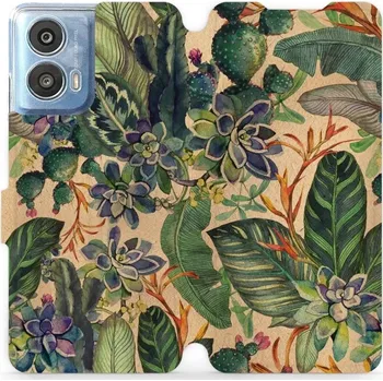 Pouzdro na mobilní telefon Flipové pouzdro Mobiwear - Motorola Moto G24 Power - VP05S Sukulenty (Knížkové flip pouzdro, obal, kryt na mobil Motorola Moto G24 Power - VP05S Sukulenty, materiál Umělá kůže + TPU - ochrana 360°, stojánek, silikonová vanička, magnetické zavírání)