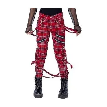 Dámské kalhoty Punkové kalhoty dámské červený tartan