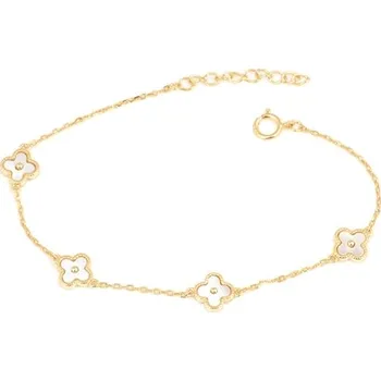 Náramek Dámský zlacený stříbrný náramek se čtyřlístky 17-20 cm STNA0774F