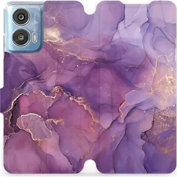 Pouzdro na mobilní telefon Flipové pouzdro Mobiwear - Motorola Moto G24 Power - VP20S Fialový mramor (Knížkové flip pouzdro, obal, kryt na mobil Motorola Moto G24 Power - VP20S Fialový mramor, materiál Umělá kůže + TPU - ochrana 360°, stojánek, silikonová vanička, magnetické zavírá