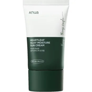 Opalování ANUA - HEARTLEAF SILKY MOISTURE SUNCREAM - Opalovací krém s houttuynií srdčitou SPF 50+ PA++++ 50 ml