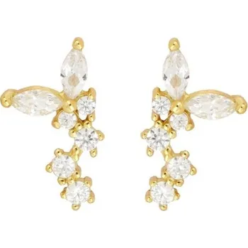 Náušnice Flamenco Mystique 14K Pozlacené Náušnice z Chirurgické Oceli s Puzetou S925, Lesklé Zlato, Typ Zapínání: Tyčinka