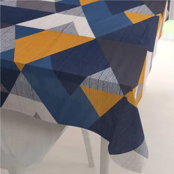 ubrus Bavlněný obdélníkový ubrus Sandra SA-390 Modro-béžovo-oranžové trojúhelníky 50x100 cm