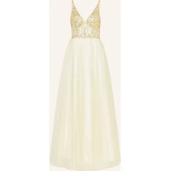 Dámské šaty Unique Dámské Večerní Šaty S Ozdobnými Kamínky, tmavě žlutá, 38