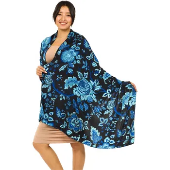 Šátek Himalife Maxi šátek Růže - černá s modrou