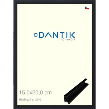 Rám na obraz DANTIK rámeček 15x20 | ALU profil 7001 Černá matná (Sklo Čiré) (Vyrobeno s láskou u nás v DANTIKU)