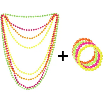 Karnevalový doplněk Retro barevné korále a náramky