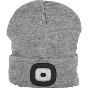 Čepice Čepice zimní šedá, 4x LED, USB nabíjení