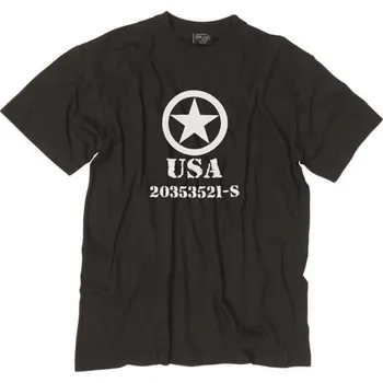 Pánské tričko MIL-TEC Triko krátký rukáv USA ALLIED STAR ČERNÉ XL ČERNÁ - BLACK