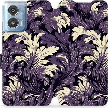 Pouzdro na mobilní telefon Flipové pouzdro Mobiwear - Motorola Moto G24 / Moto G04 - VA46S Fialové rostliny (Knížkové flip pouzdro, obal, kryt na mobil Motorola Moto G24 / Moto G04 - VA46S Fialové rostliny, materiál Umělá kůže + TPU - ochrana 360°, stojánek, silikonová vanička,)