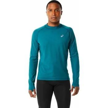 Pánská móda Pánské běžecké triko ASICS WINTER RUN LS TOP S Tmavě zelená, Tyrkysová