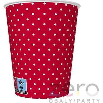 Jednorázové nádobí Pohárek (kelímek) nápojový papírový 0,25 l (8 ks) - červené s mini puntíky
