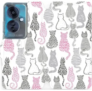 Pouzdro na mobilní telefon Flipové pouzdro Mobiwear - OPPO Reno 11 F 5G - MX01S Kočičí zádíčka (Knížkové flip pouzdro, obal, kryt na mobil OPPO Reno 11 F 5G - MX01S Kočičí zádíčka, materiál Umělá kůže + TPU - ochrana 360°, stojánek, silikonová vanička, magnetické zavírání)