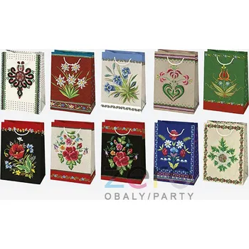 Dárková taška Taška papírová dárková 23x32x11 cm (lak) - folklór (mix 2)