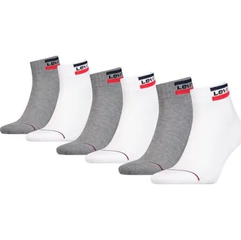 Pánské ponožky Unisexové ponožky Levi's® MID CUT SPORTWEAR LOGO 6P 35/38 Bílá, Šedá, Mix