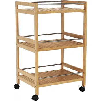 Servírovací stolek Servírovací vozík, přírodní bambus, NASHY