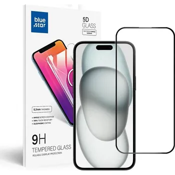 Blue Star ochranné sklo na displej Apple Iphone 15 Plus , 5D Full Cover s rámečkem , černé