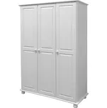 Bílá šatní skříň 3D - masiv borovice