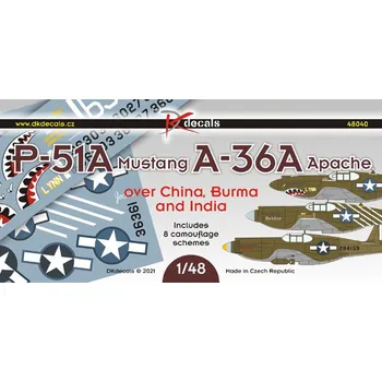 Plastikový model 1/48 P-51A Mustang, A-36A Apache in Asia (8x camo)