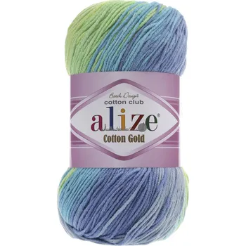 Příze Alize Cotton gold batik 4146 modro-žlutá