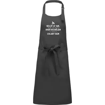 Kuchyňská zástěra Zástěra Kariban Classic Nejlíp je tam, kde oheň rozdělám