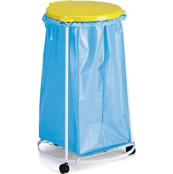 Venkovní odpadkový koš Pojízdní stojan na pytel - žluté víko