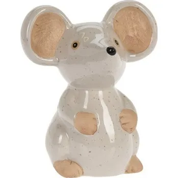 Zahradní dekorace Myš bílá, 13 x 15,5 x 10 cm, porcelán
