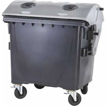 Popelnice Plastový kontejner 1100 lt. - černý/šedé víko