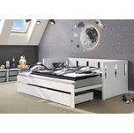 Rozkládací postel Relax včetně 2ks matrací Logan - bílá - masiv borovice