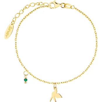 Náramek Pozlacený stříbrný náramek na kotník, broušené sklo - pták - AP537-5862