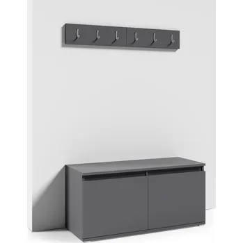 Předsíňová stěna Botník a věšák Emi 100 cm - šedá grafit